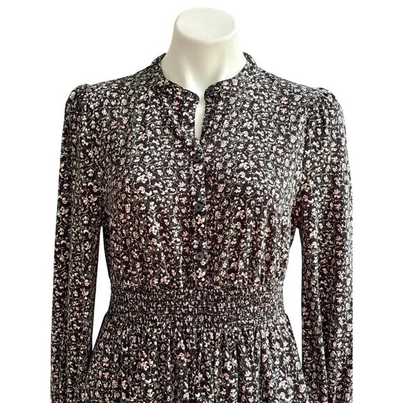 Boden Smocked Jersey Shirt Dress, Floral Pattern Women's Size 10R - Picture 3 of 11